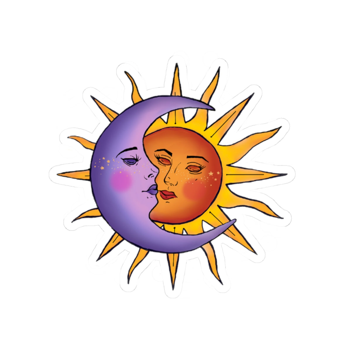 Celestial Kiss-Cut Stickers - Sun & Moon Design